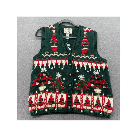 Heirloom Collectibles Sweaters - Heirloom Collectibles Sweater Womens L VTG Christmas Vest Green Tree NWT